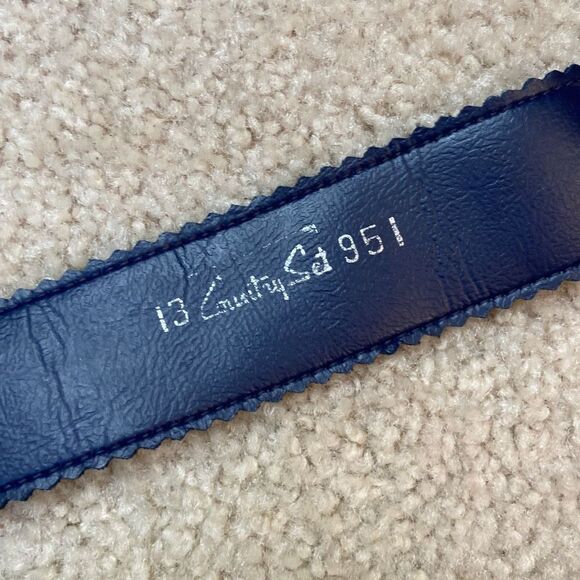 Vintage 70s Country Set Yellow and Navy Hippie Fringe Belt - One Size - Picture 4 of 10